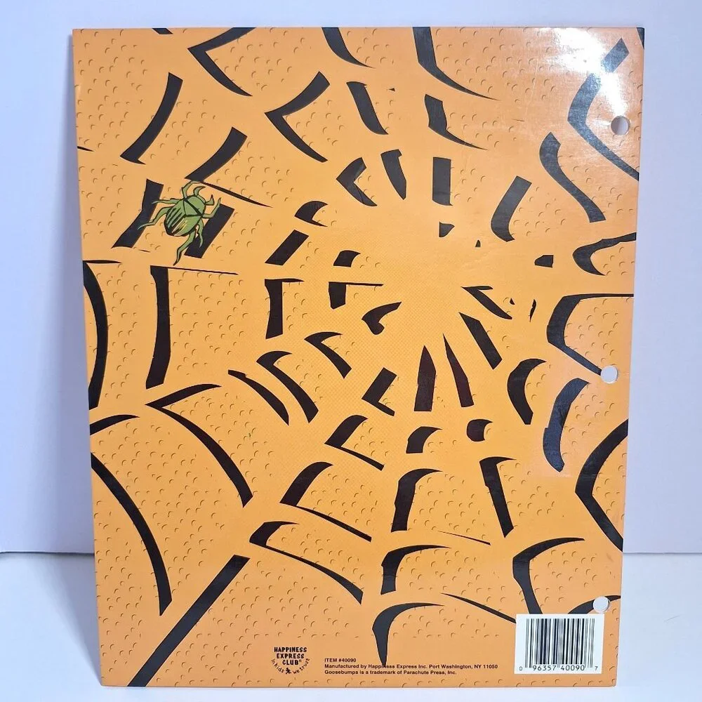 Goosebumps Pocket Folder Vintage 90s Neon Green Logo Spider Web